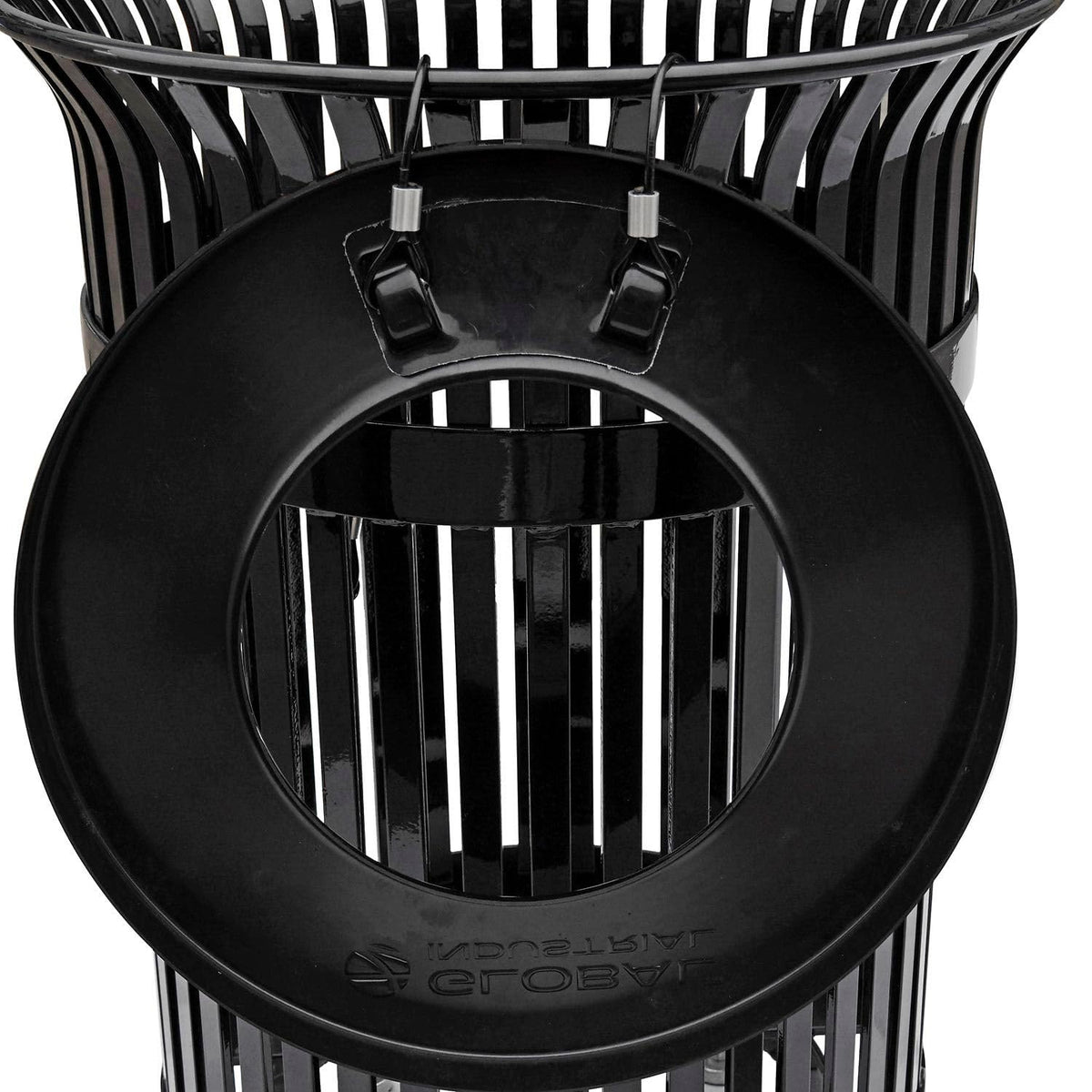 Global Industrial Outdoor Heavy-Duty Slatted Steel Trash Can – 36 Gallon, 34" H, Black