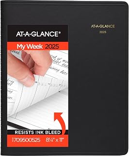 AT-A-GLANCE 2025 Appointment Book Planner, Weekly, 8-1/4" x 11", Large, Black (709500525)