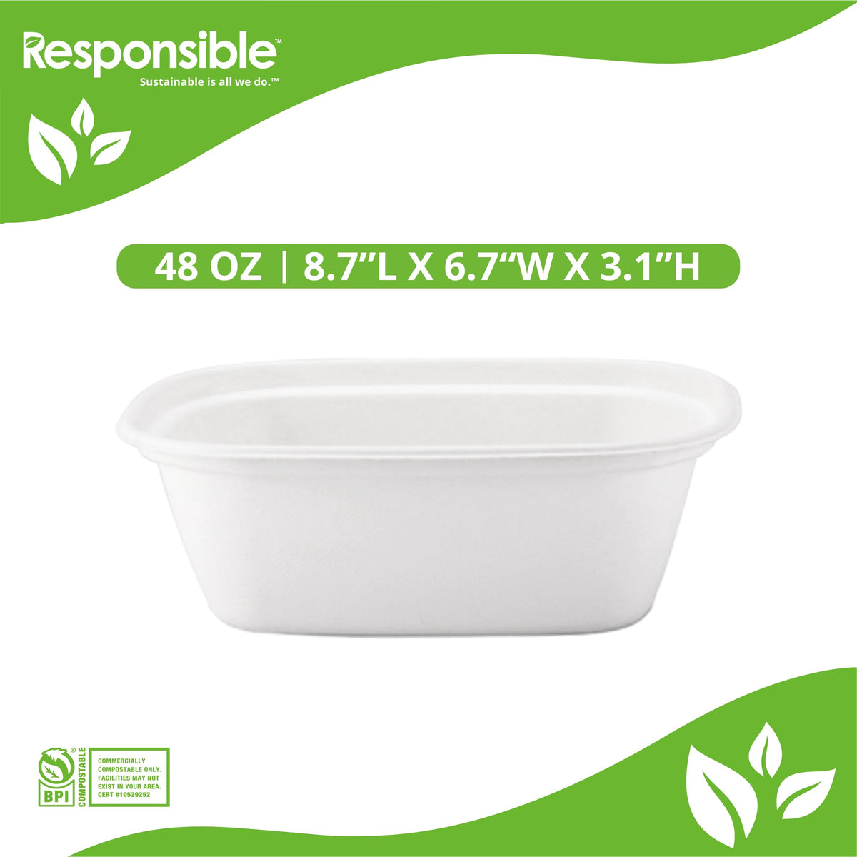 Responsible Products 48 oz (50 Count) / Natural Brown / Casual Bowls