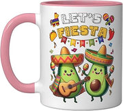 Cinco de Mayo let's fiesta Poncho avocado boys girls toddler Ceramic Mug, Pink/White, 11oz