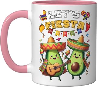 Cinco de Mayo let's fiesta Poncho avocado boys girls toddler Ceramic Mug, Pink/White, 11oz
