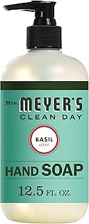 Mrs. MEYER'S Hand Soap, Made with Essential Oils, Biodegradable Formula, Basil, 12.5 Fl. Oz