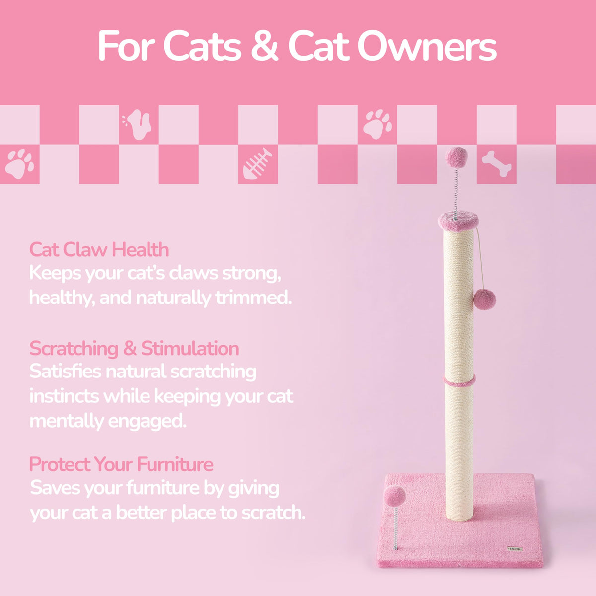 THE LICKER STORE Pink/Cream / 15.5 x 15.5 x 38 / Modern Scratching Posts