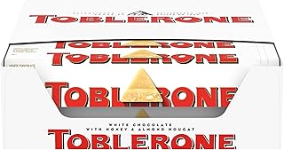Toblerone White Chocolate Bar with Honey and Almond Nougat, 20 Bars | Bulk Chocolate