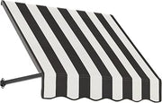 Awntech 3' Dallas Retro (40.5"-16"-30") Straight Slope Fixed Awning with Anodized Arms, Black/White Stripe
