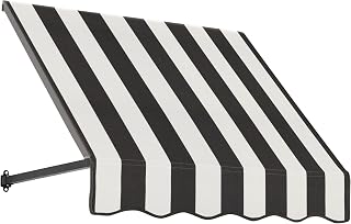 Awntech 3' Dallas Retro (40.5"-16"-30") Straight Slope Fixed Awning with Anodized Arms, Black/White Stripe