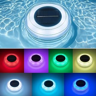 Solar Floating Pool Lights, Solar Powered Lamps with Dynamic RGB Lighting Effects, IP68 Waterproof that Float, Upper and Lower Pool Garden Lights Decor for Outdoor Above Ground 1 Pack