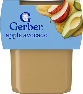 Gerber Stage 2 Apple Avocado Puree Baby Food, 4 Oz, 16 Pack
