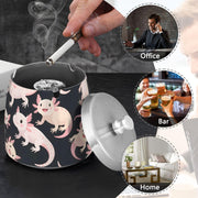 Axolotl Pattern Splash Ashtray with Lid by ALAZA – Stainless Steel, C2999, Model g541061958p1082c1149s2657