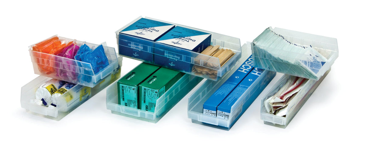 QUANTUM STORAGE SYSTEMS Green / 18L x 12W x 4H / Economy 4" Shelf Bins Open Storage Bins
