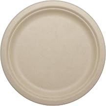 World Centric Compostable Round Paper Plates, 9 Inch (Pack of 40) | Made from Unbleached Plant Fiber, Sustainable, Heavy Duty, Grease Resistant, Microwave & Freezer Safe, No Added PFAS