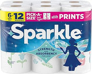 SPARKLE Pick-A-Size Paper Towels, 2-Ply Spirited Prints, 6 Double Rolls