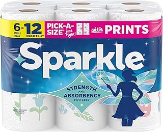 SPARKLE Pick-A-Size Paper Towels, 2-Ply Spirited Prints, 6 Double Rolls