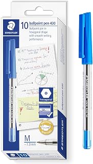 STAEDTLER 430 M Stick Ballpoint Pens Writing Pen Smooth - Medium Nib - Bulk Economy School Class Pack of 100 Pens - Blue Ink