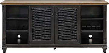 Martin Furniture Hartford 76" Fireplace Console Entertainment in Black/Wood Top