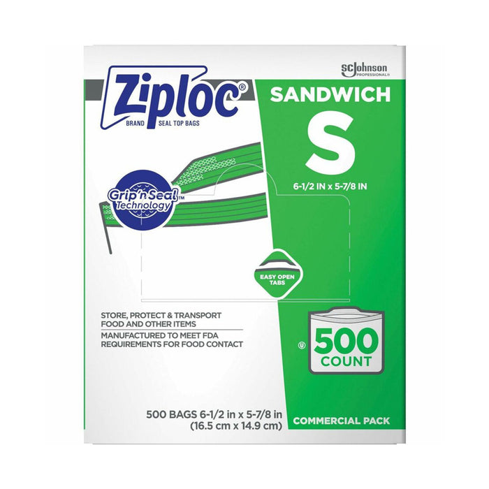 SC Johnson Professional Ziploc Sandwich Bags, Grip n Seal, Bulk 500 Count