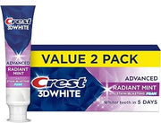 Crest 3D White Advanced Teeth Whitening Toothpaste, Radiant Mint, 3.3 oz, (Pack of 12)