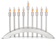 Aviv Judaica Electric Menorah, Brushed Stainless Steel, 9 Flickering Bulbs