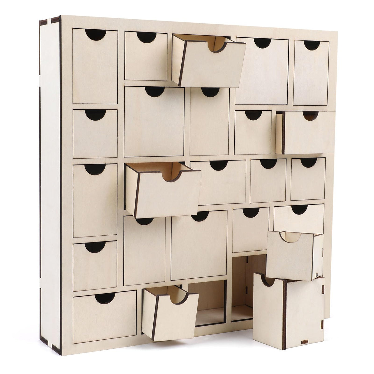 CCINEE Wooden Advent Calendar, 25 Drawers, Natural Wood