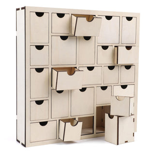 CCINEE Wooden Advent Calendar, 25 Drawers, Natural Wood