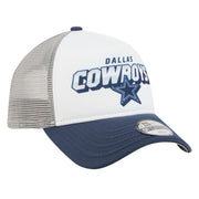 Toddler White/Navy Dallas Cowboys Streak A-Frame 9FORTY Adjustable Hat by New Era – Polyester, Dallas Cowboys, White, Model Nfl Toddler Streak A-frame 9forty