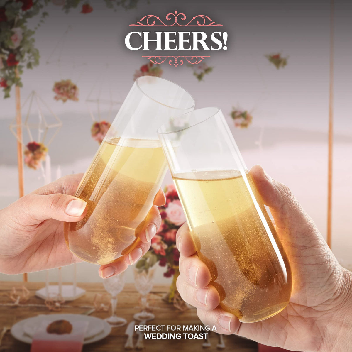 Plastic Champagne Flutes Disposable by Stock Your Home – 12 Count (Pack of 1), 9.0 ounces, Plastic, Clear, Pack of 12