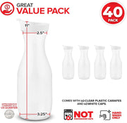Plastic Juice Carafes with Lids 32 oz (40 Pack) by Stock Your Home – 32 Ounces Pack of 40, 32.0 fluid_ounces, Plastic, Clear, Pack of 40