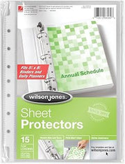 Wilson Jones Top-Loading Mini Sheet Protectors, 5.5 x 8.5 Inches, Clear, 15 Pack (W21516)