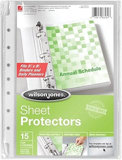 Wilson Jones Top-Loading Mini Sheet Protectors, 5.5 x 8.5 Inches, Clear, 15 Pack (W21516)