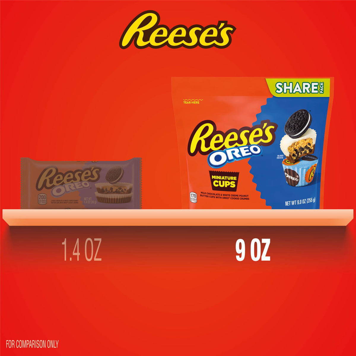 OREO® Miniatures Milk Chocolate and White Creme Peanut Butter Cups by Reese's – 9 Ounce (Pack of 1), Milk Chocolate, White