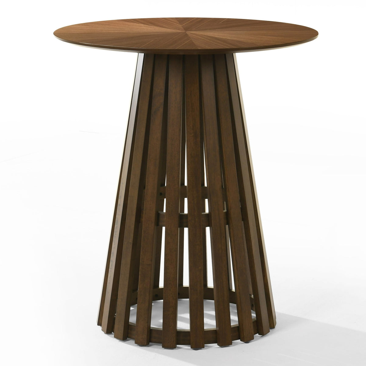 Weiss - Mid-Century Modern Walnut Round Bar Table by Limari Home – Rubberwood, Walnut, Model LIM-85574
