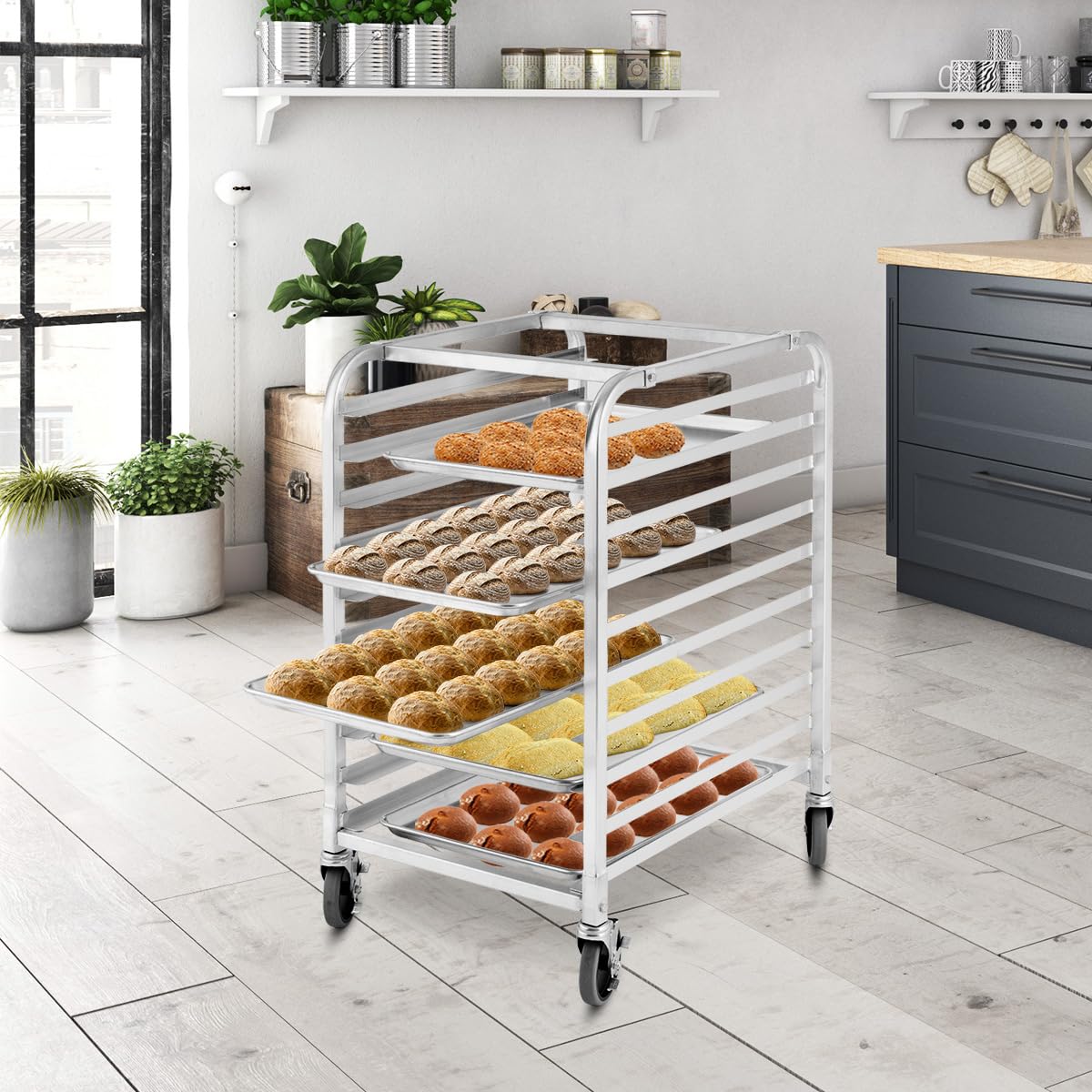 10 Tier Bun Pan Rack by ReunionG – 10 Tiers, Aluminum, Silver, Model KC44420