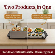 Elite Gourmet Triple Food Warmer, 7.5 Quart, Stainless Steel