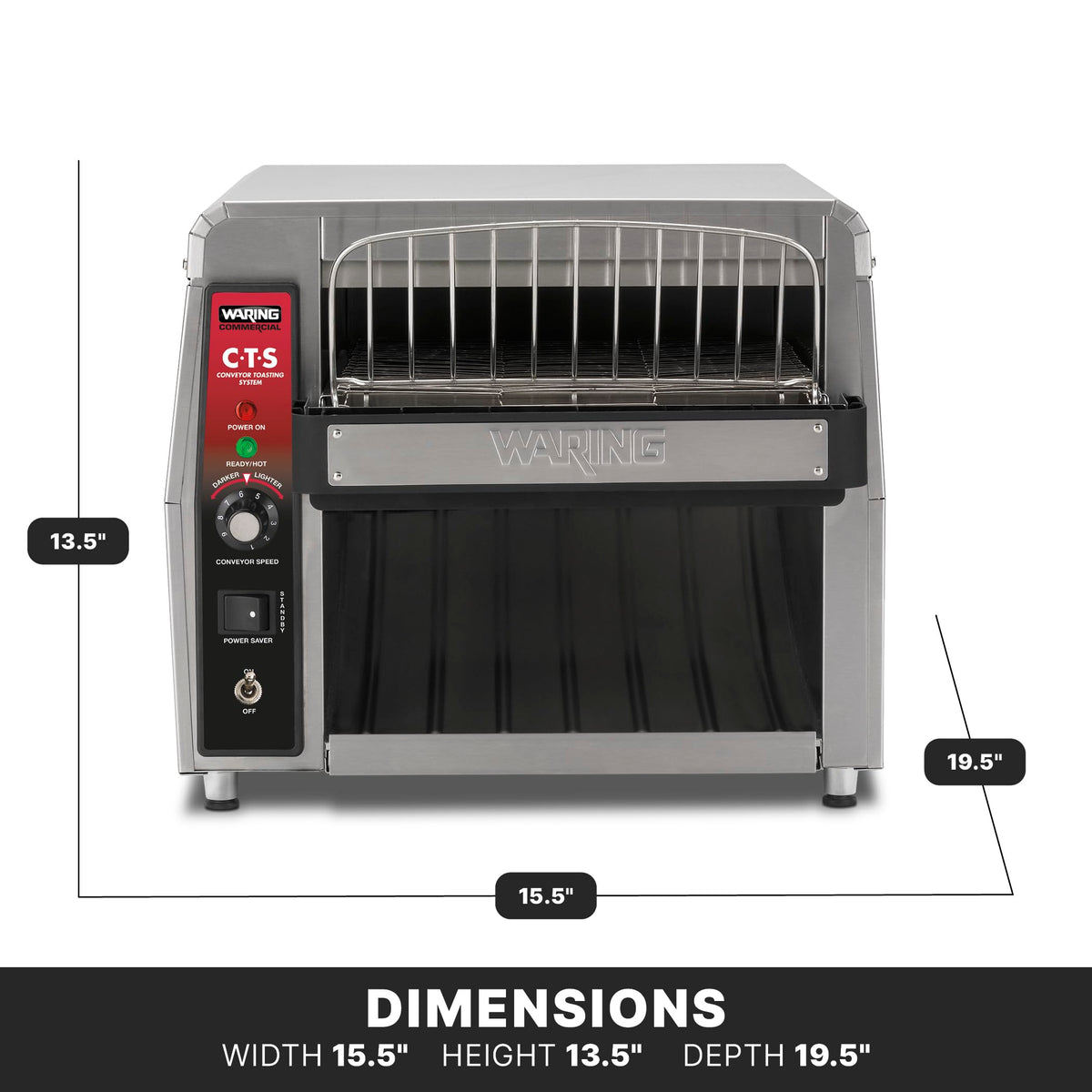 Heavy-Duty Conveyor Toaster with 450 Slices per Hour by Waring – 120-Volt, Stainless Steel, Silver, Model CTS1000