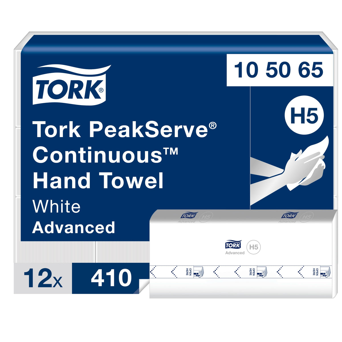 Tork PeakServe Continuous Hand Towel White H5, 12 x 410 sheets, 105065