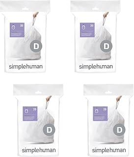 simplehuman CW0163 20L, 20 Liners, White — Code D (Pack of 4)