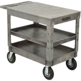 Plastic 3 Flat Shelf Service & Utility Cart by Global Industrial – Plastic, Gray, Model 800331