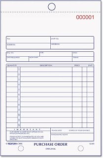 Rediform 1L141 Purchase Order Book Bottom Punch 5 1/2 x 7 7/8 3-Part Carbonless 50 Forms