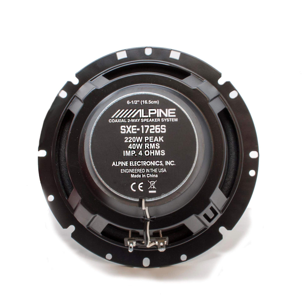 6 1/2" 2 Way Coaxial Speakers (Pair) by Alpine – Long Fiber Natural Pulp, High Polymer Foam, Black, Model SXE-1726S