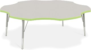 Jonti-Craft Berries 6458JCE130 Six Leaf Activity Table - 60", E-Height - Freckled Gray/Key Lime/Gray