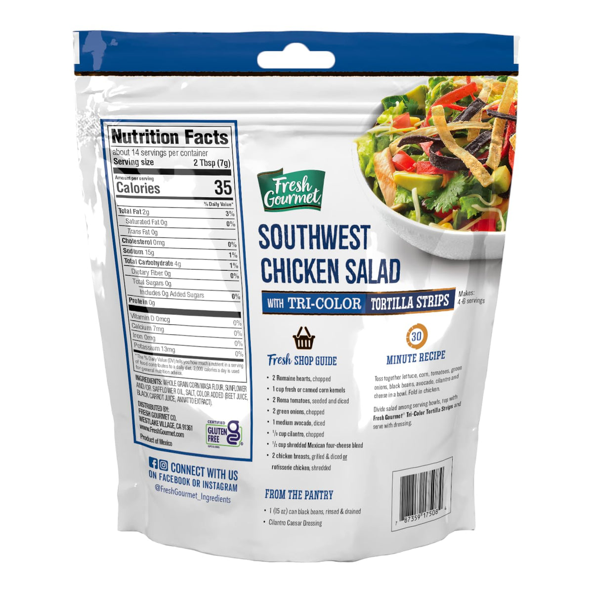 Tri-Color Tortilla Strips by Fresh Gourmet – 3.5 Ounce (Pack of 9), Tri-color, Pack of 9, Model 17508