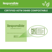 Compostable Tall Kitchen Trash Bags 33 Gallon - Heavy Duty Multipurpose Bin Liners for Food Scraps by Responsible Products – Pack of 360