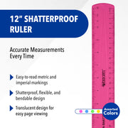 Shatterproof Ruler by Westcott – Single, Plastic, Assorted, Model 14381