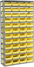 Global Industrial 13 Shelf Steel Shelving with (48) 4" H Plastic Shelf Bins, Yellow, 36x12x72