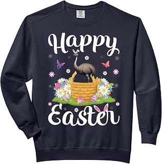 Emu Bird Happy Easter Egg Hunt Bunny Ear Emu Easter Comfort Colors Adult Sweatshirt
