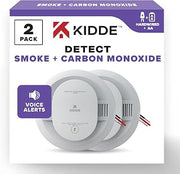Kidde Hardwired Smoke & Carbon Monoxide Detector, AA Battery Backup, Voice Alerts, Interconnectable, LED Warning Light Indicators, 2 Pack