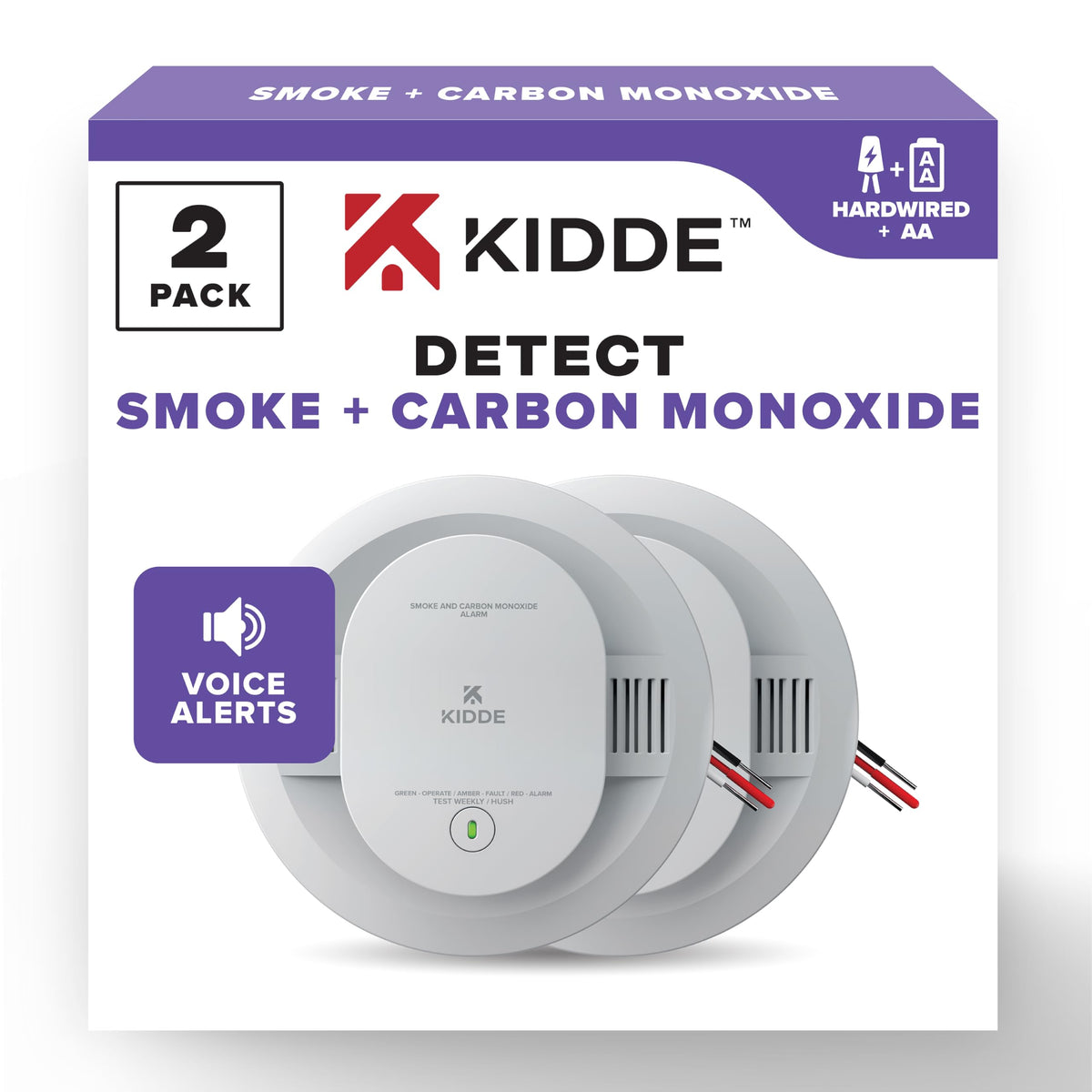 Kidde 2 Pack / White / 9th Edition Combination Smoke & Carbon Monoxide Detectors