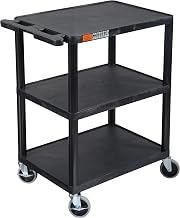 Luxor Multipurpose Storage Utility Cart 3 Shelves Structural Foam Plastic - Black