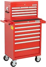Global Industrial 13 Drawer Roller Cabinet & Chest Combo, 26-3/8” x 18-1/8" x 52-9/16", Red