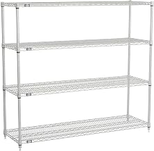 Nexelate Wire Shelving Starter Unit, Silver Epoxy, 48"W x 18"D x 54"H